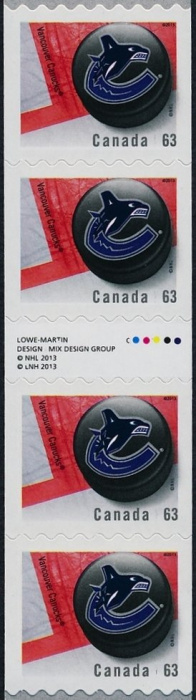 Лист марок Канада 2013 год &quot;Ванкувер Кэнакс&quot;, Гашеный
